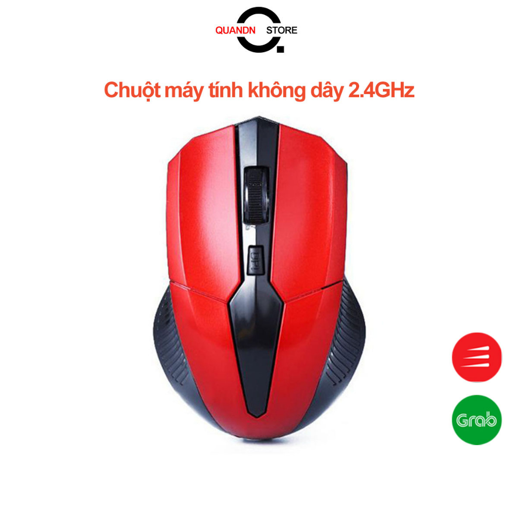 Chuột máy tính không dây 2.4GHz dành cho máy tính (Đỏ - Đen)