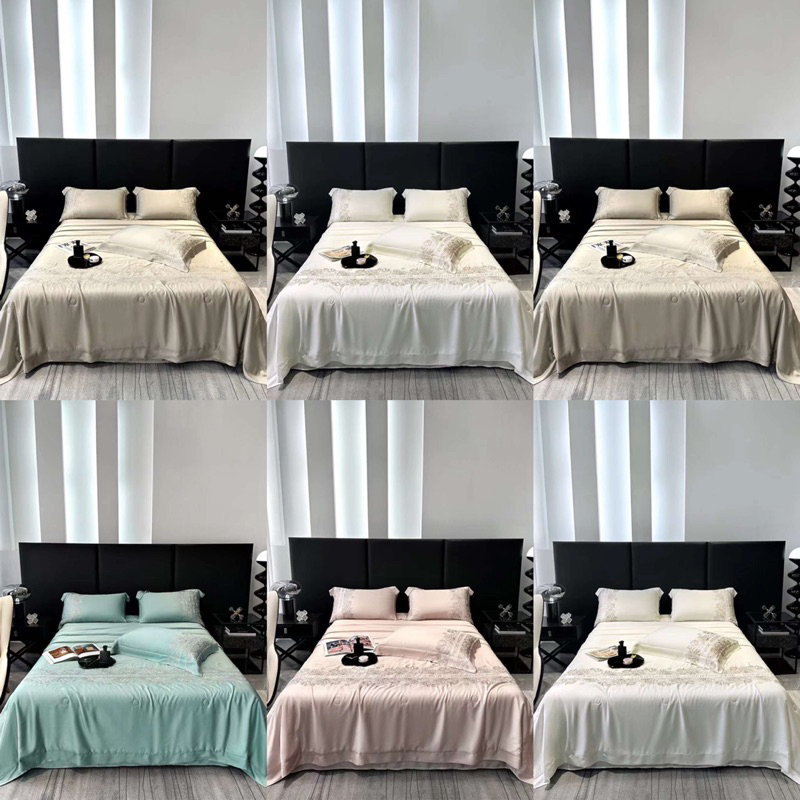 Set Tencel x Dior chăn trần hè mát lịm , chất liệu 100s mềm mại óng mượt thêu hoạ tiết sang trọng