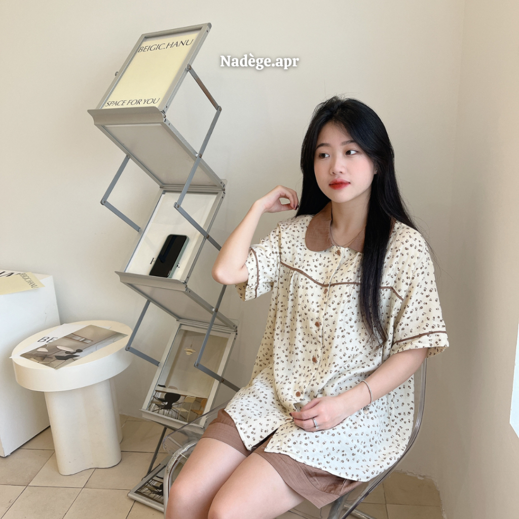 𝐂𝐢𝐧𝐧𝐚𝐦𝐨𝐧 𝐏𝐲𝐣𝐚𝐦𝐚𝐬 ☕ Bộ ngủ pyjamas chất đũi lạnh mát mẻ, thoáng mát họa tiết hoa nhí - Nadege.apr