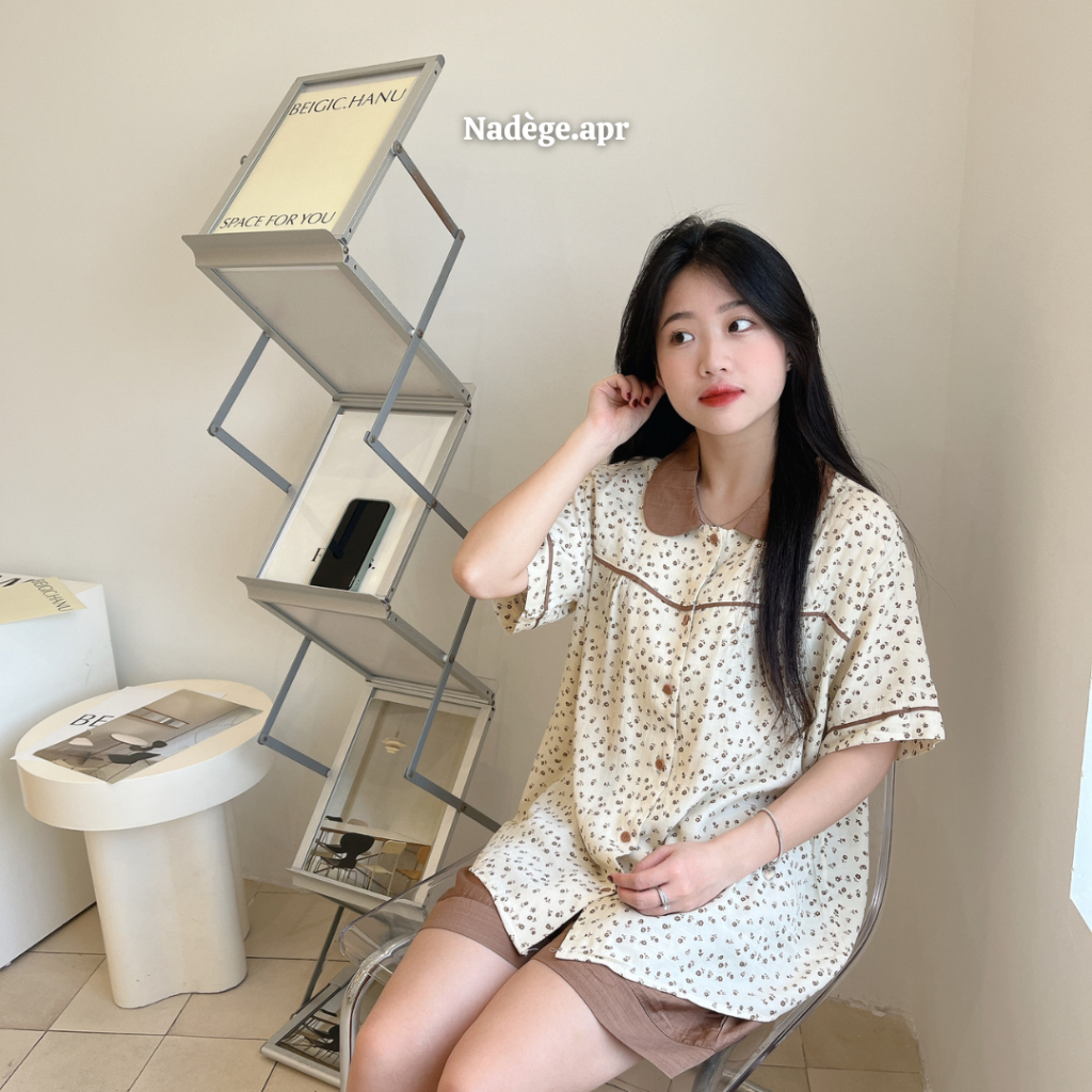 𝐂𝐢𝐧𝐧𝐚𝐦𝐨𝐧 𝐏𝐲𝐣𝐚𝐦𝐚𝐬 ☕ Bộ ngủ pyjamas chất đũi lạnh mát mẻ, thoáng mát họa tiết hoa nhí - Nadege.apr