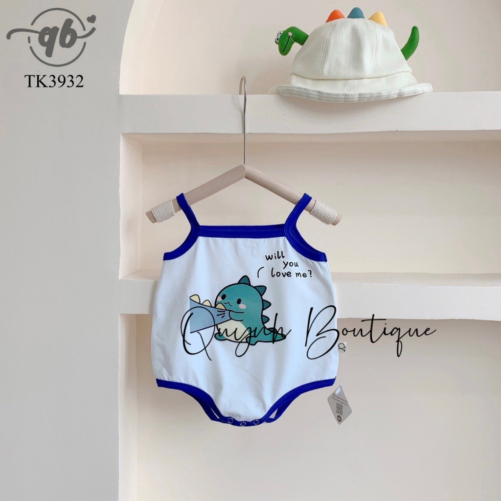 Quần Áo Trẻ Em Quỳnh Boutique-Set Body Hai Dây Kèm Mũ Và Tất Cho Bé