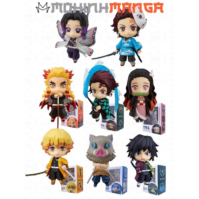 Mô hình Nendoroid chất lượng cao Tanjirou Nezuko Zenitsu Shinobu Rengoku Giyuu Uzui Tengen Kimetsu No Yaiba