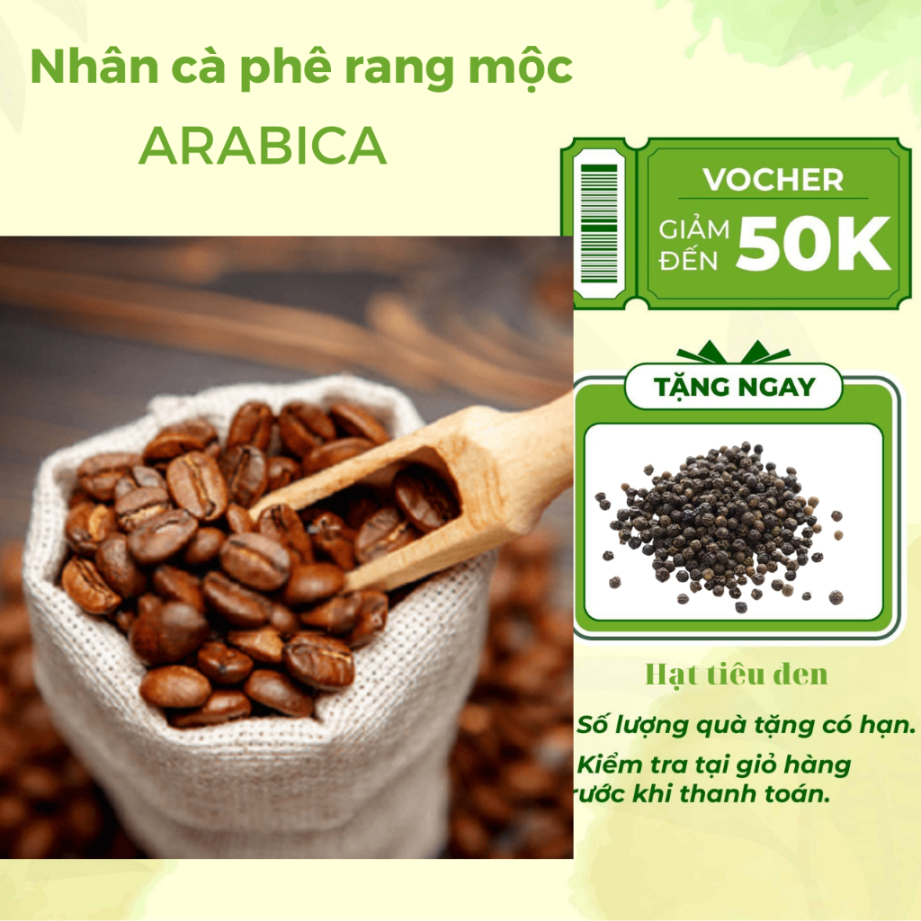 500GR Nhân hạt cà phê ARABICA rang mộc (cà phê chè)
