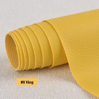 Miếng dán vải da PU tự dính cỡ lớn kích thước chữa ghế SoFa đồ da keo tự dính 6M- Màu Vàng-Gii Room Stores