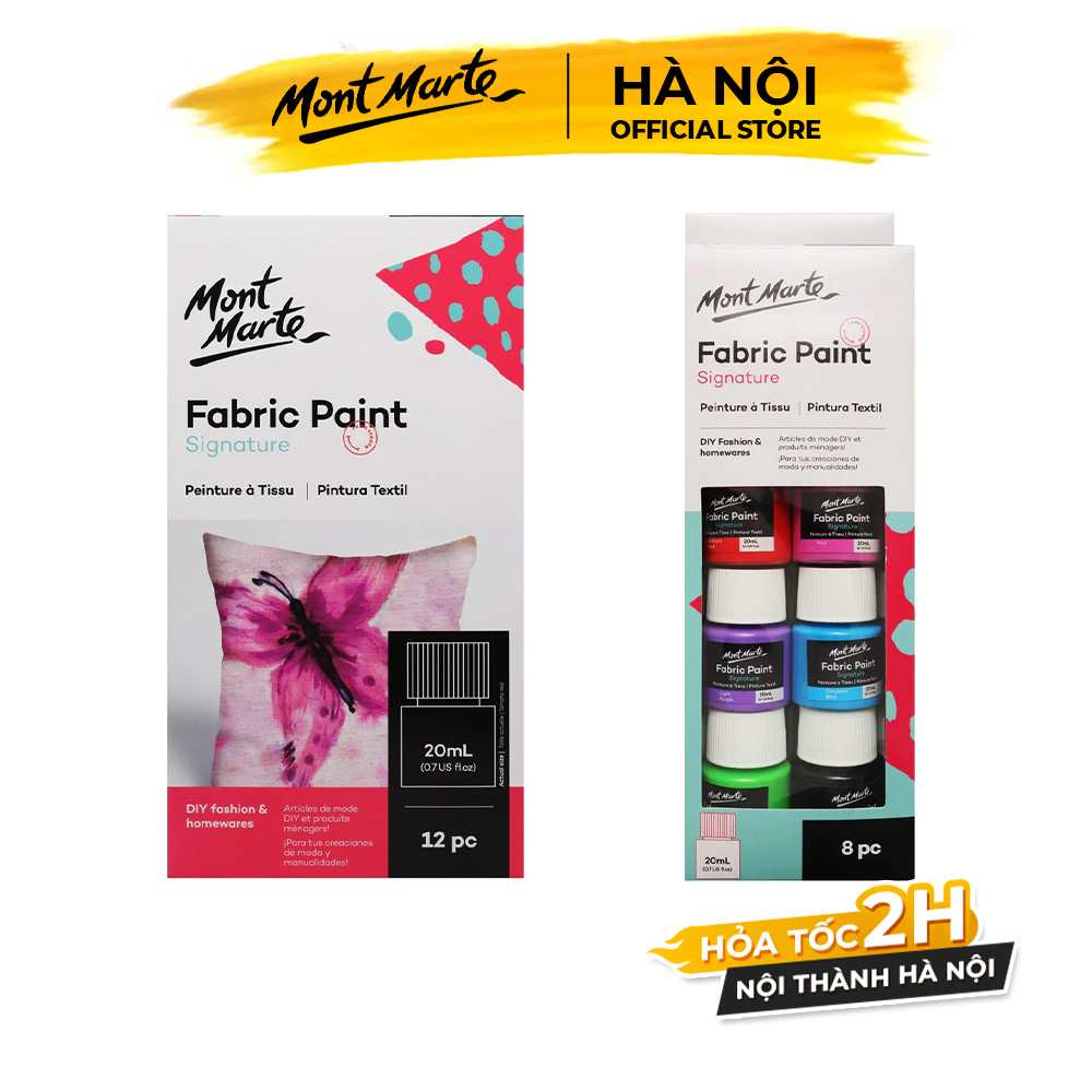 Màu Vẽ Vải Fabric Paint Mont Marte 8/12/20 Màu Hũ 20ml