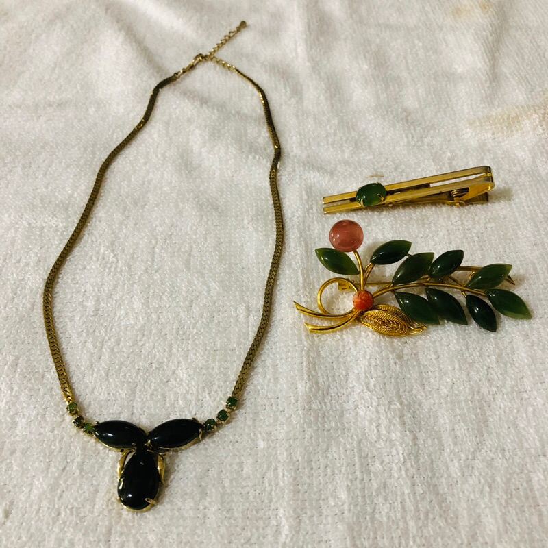 Trang sức si nhật. COMBO VÒNG CỔ, CÀI ÁO, KẸP CÀ VẠT PHỐI BÍCH  ms AP7