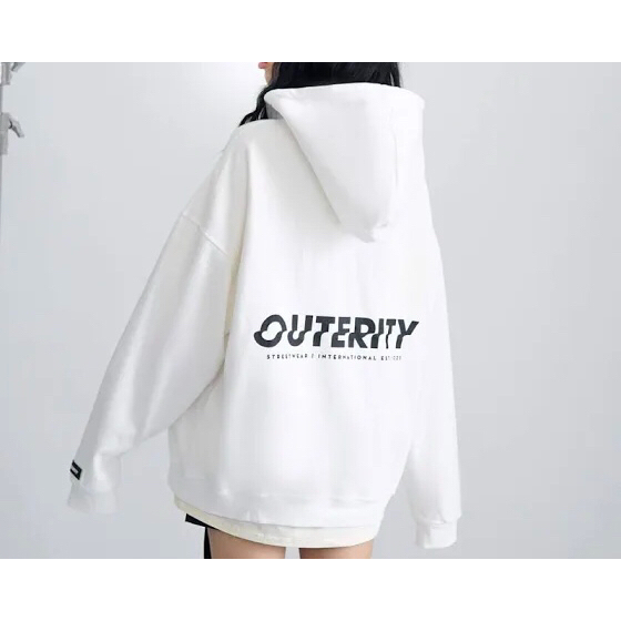 ￼Áo khoác hoodie nam nữ nỉ bông dày Outerity Signature Season 2022 / Màu Trắng ORT.B 202