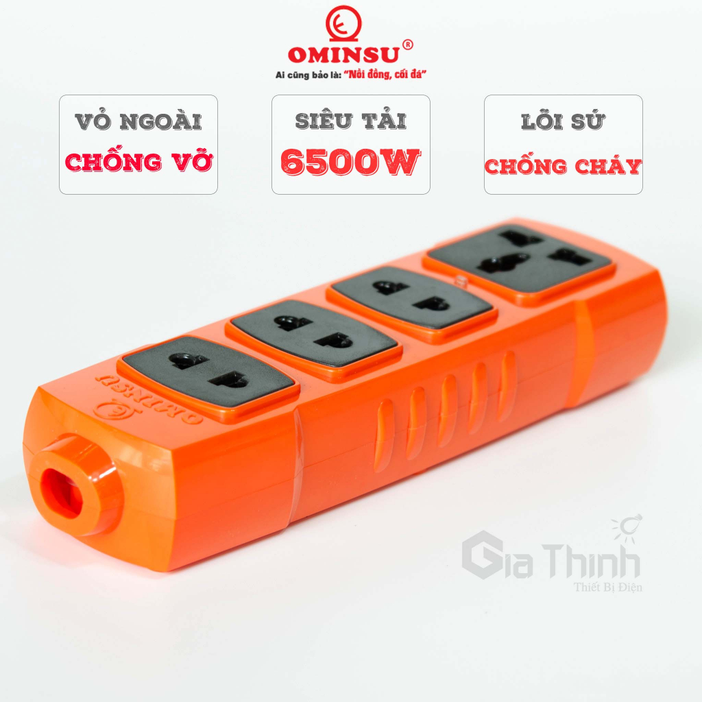 Ổ cắm điện chịu tải lớn 6500W OMINSU lõi sứ chống cháy chịu va đập dùng cho công trường cắm lẩu bếp từ