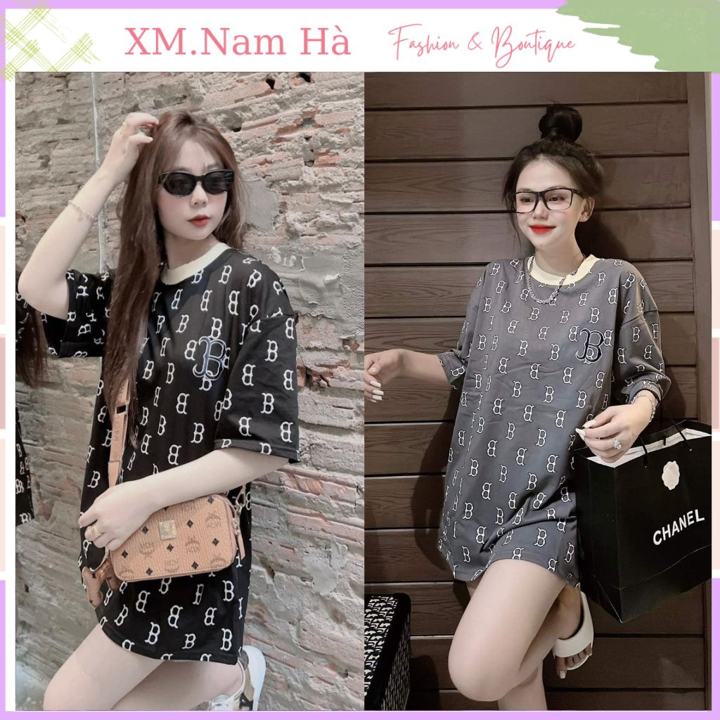 Áo thun nữ nam full chữ B kín áo,áo phông cổ tròn chất cotton khô hình in nét căng luôn ạ.