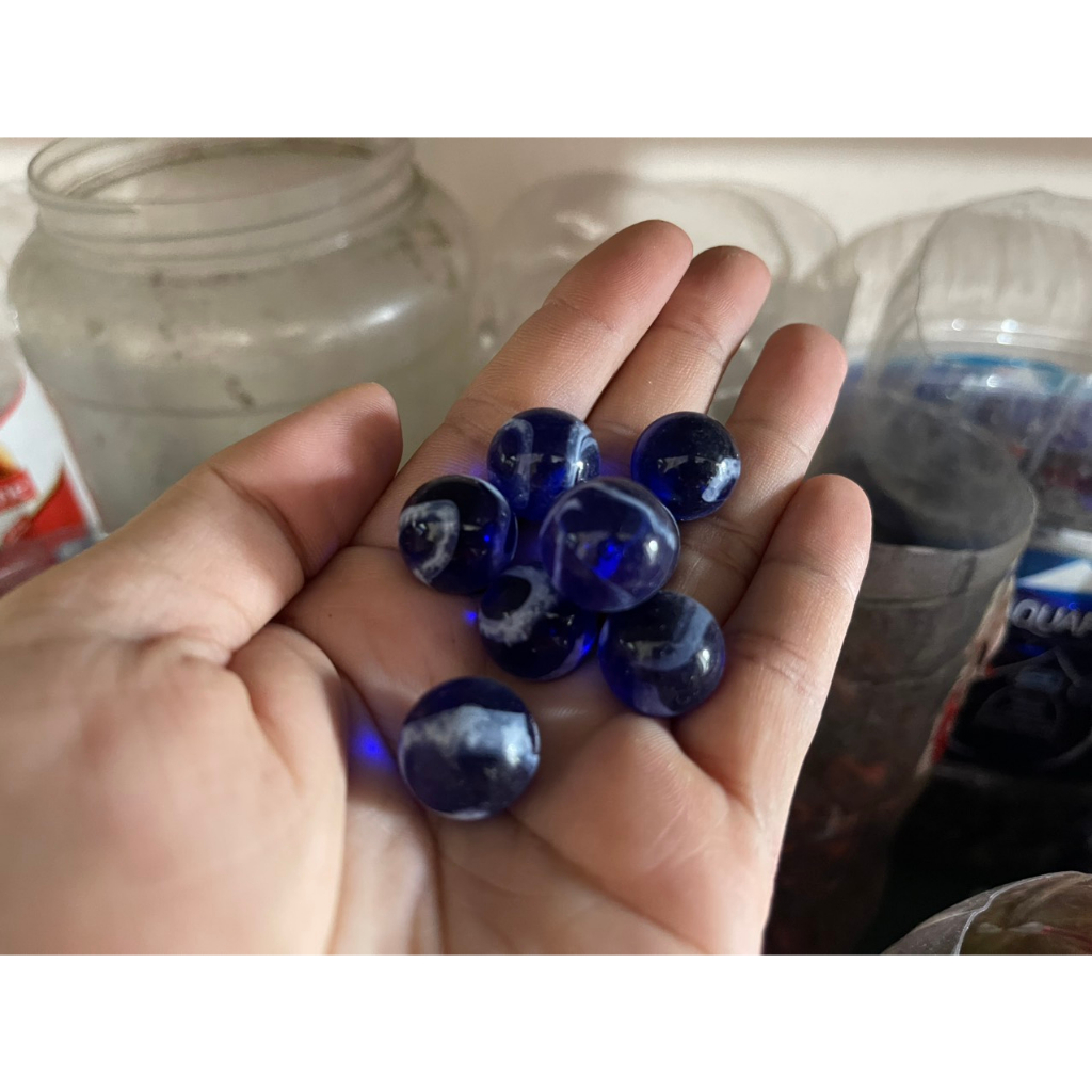 Bi ve thuỷ tinh xanh lam pha trắng 16mm (10 viên)