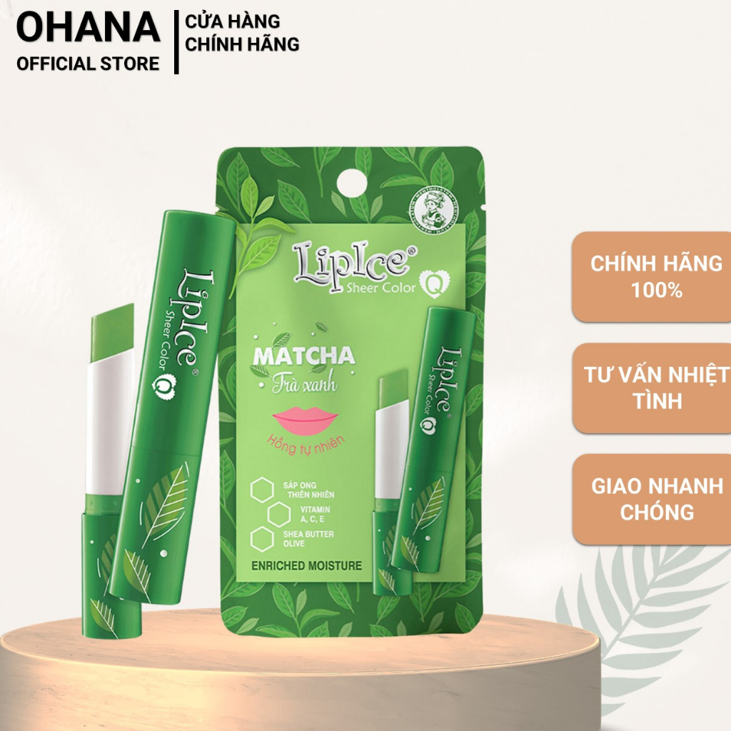 Son Dưỡng Môi Mềm Mại LipIce Sheer Color MATCHA Trà Xanh - Hồng Tự Nhiên 2.4g