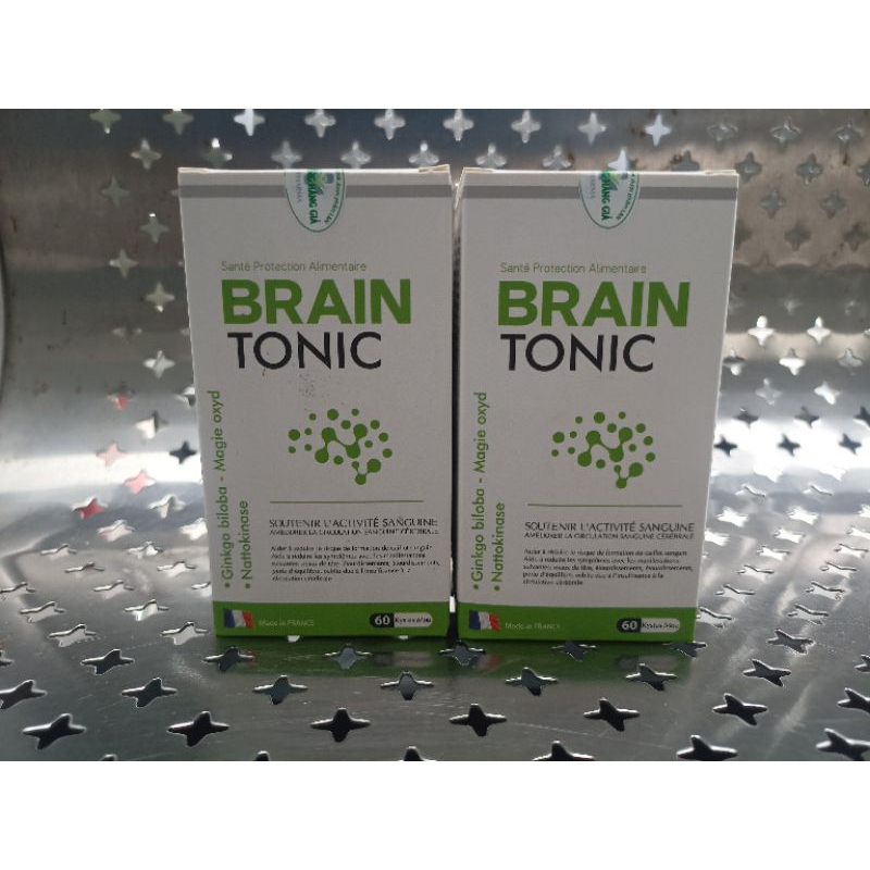 Viên Uống bổ não BRAIN TONIC-Tăng cường lưu thông tuần hoàn máu não-Giúp giảm nguy cơ hình thành cục máu đông L/60