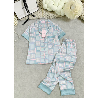 bộ lụa hãng sam choco lapeony áo ngắn tay quần dài bộ mặc nhà đẹp bộ pijama cao cấp