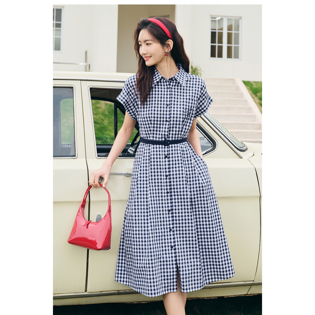 L670 Váy kẻ ô xuất dư của HOPESHOW