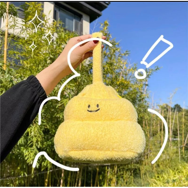 Túi xách dây rút vải nhung dễ thương, túi xách hình cục shit dễ thương