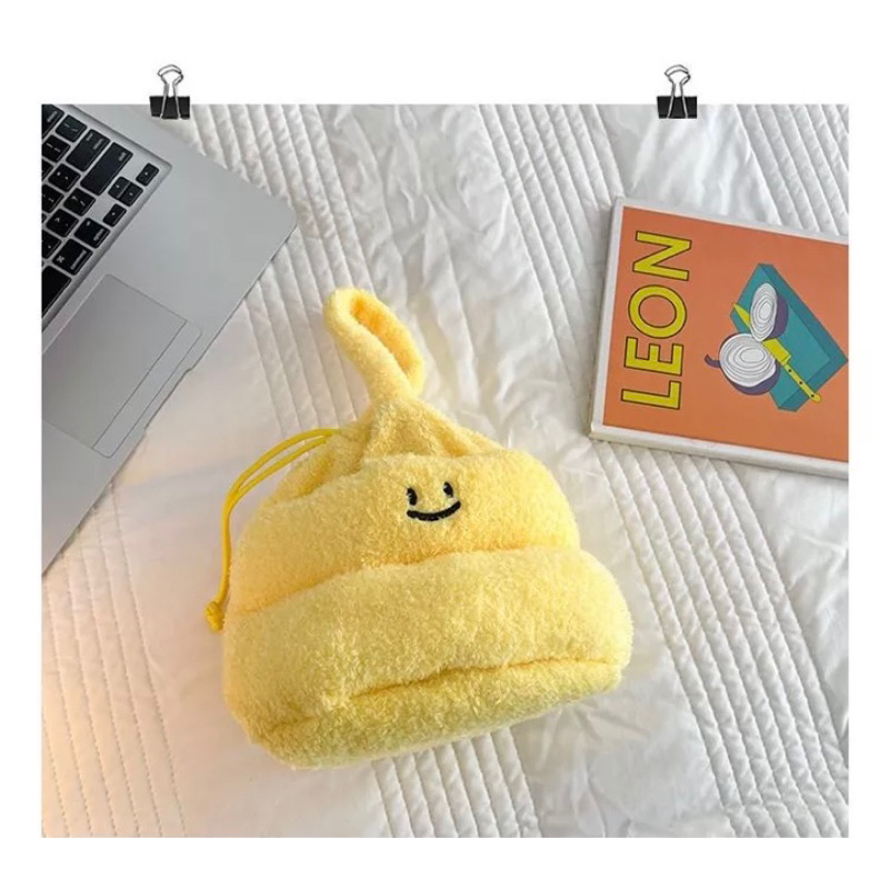 Túi xách dây rút vải nhung dễ thương, túi xách hình cục shit dễ thương