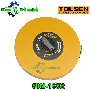 Thước dây cuộn 50m tolsen 35023 - thước dây vải sợi thủy tinh 2 mặt đo - kiot đồ nghề