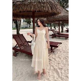 Váy maxi 2 dây dáng xoè dài tôn eo tôn dáng mùa xuân