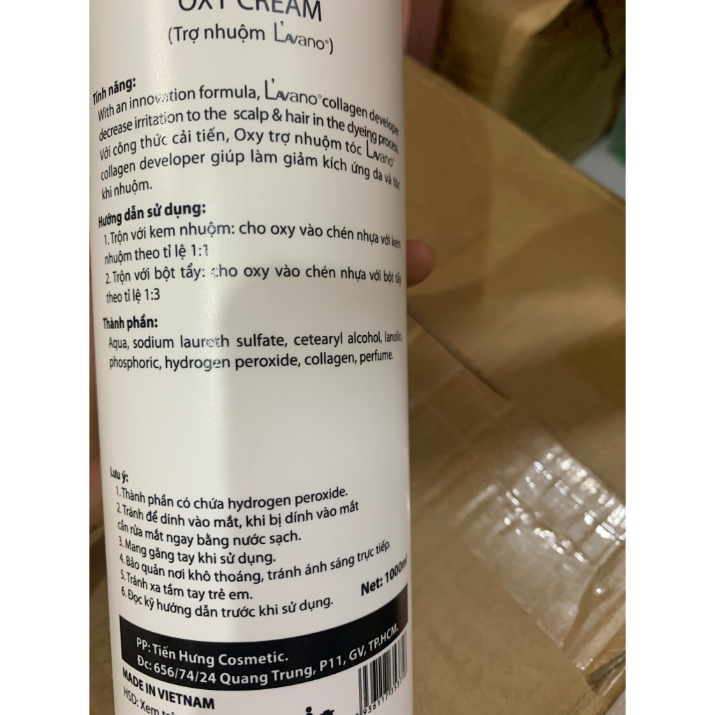 Oxy trợ nhuộm Lavano dùng để pha vào màu nhuộm, tẩy 1000ml dùng cho salon, tại nhà, mùi thơm, mềm