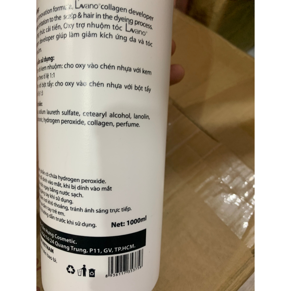 Oxy trợ nhuộm Lavano dùng để pha vào màu nhuộm, tẩy 1000ml dùng cho salon, tại nhà, mùi thơm, mềm