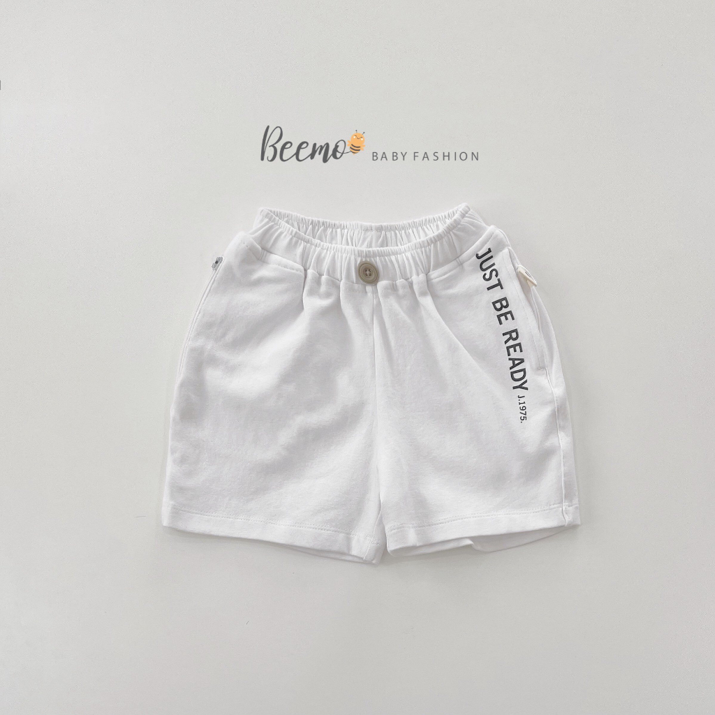 [CHÍNH HÃNG] Quần đùi trẻ em thiết kế khóa kéo in chữ dọc túi chất liệu cotton mềm mại BEEMO