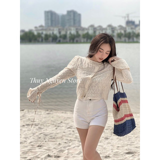 Áo Khoác Ren Tiểu Thư Lửng Mỏng Nhẹ