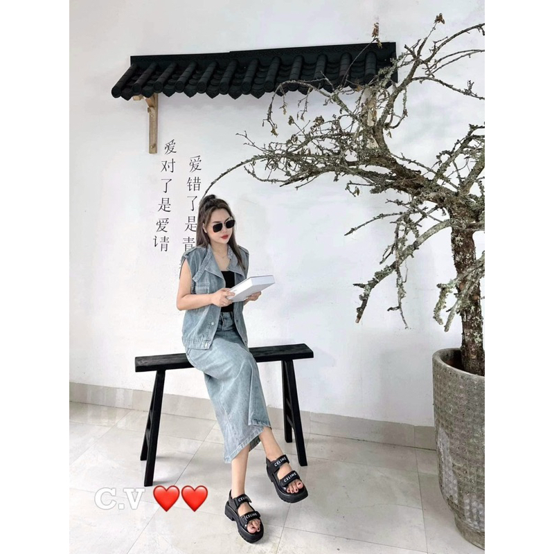 Set Áo Gile và Chân Váy bò dáng dài đủ size