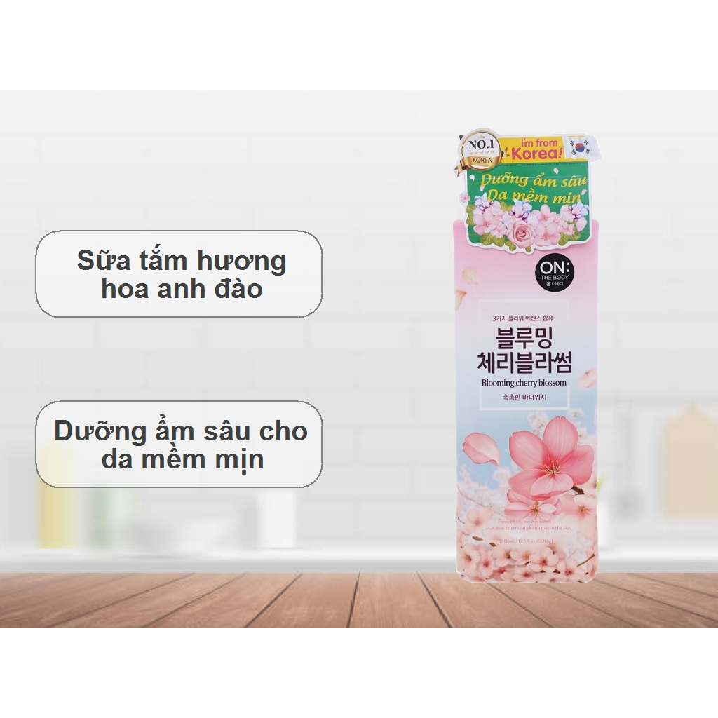 Sữa tắm ON THE BODY Blooming Cherry Blossom Floral hương hoa anh đào 500g