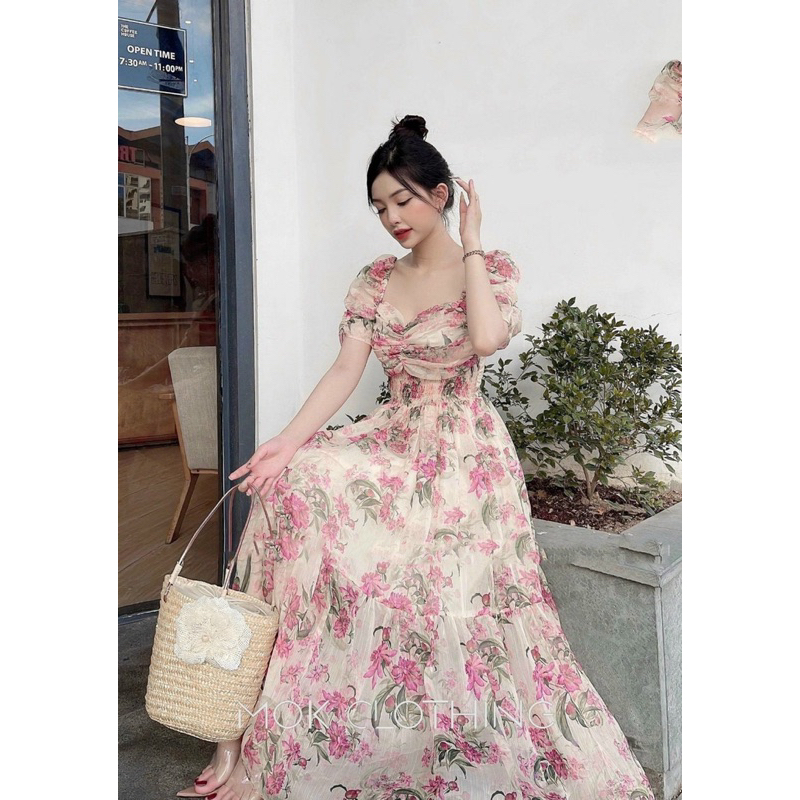 Đầm maxi voan hoa đi biển siêu xinh TRIPBLE T DRESS - Free size dưới 54kg -MS11HD