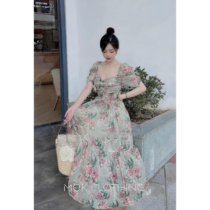 Đầm maxi voan hoa đi biển siêu xinh TRIPBLE T DRESS - Free size dưới 54kg -MS11HD