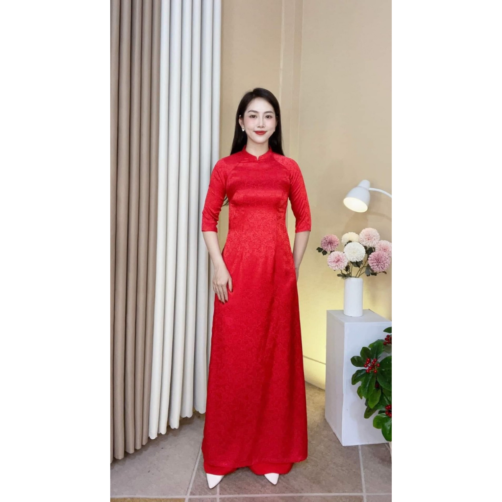 Áo Dài Truyền Thống Gấm Hoa Gió-Áo Dài Cà Ri