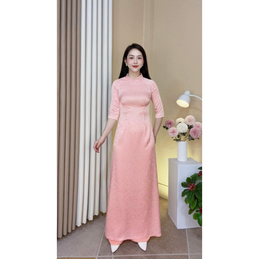 Áo Dài Truyền Thống Gấm Hoa Gió-Áo Dài Cà Ri