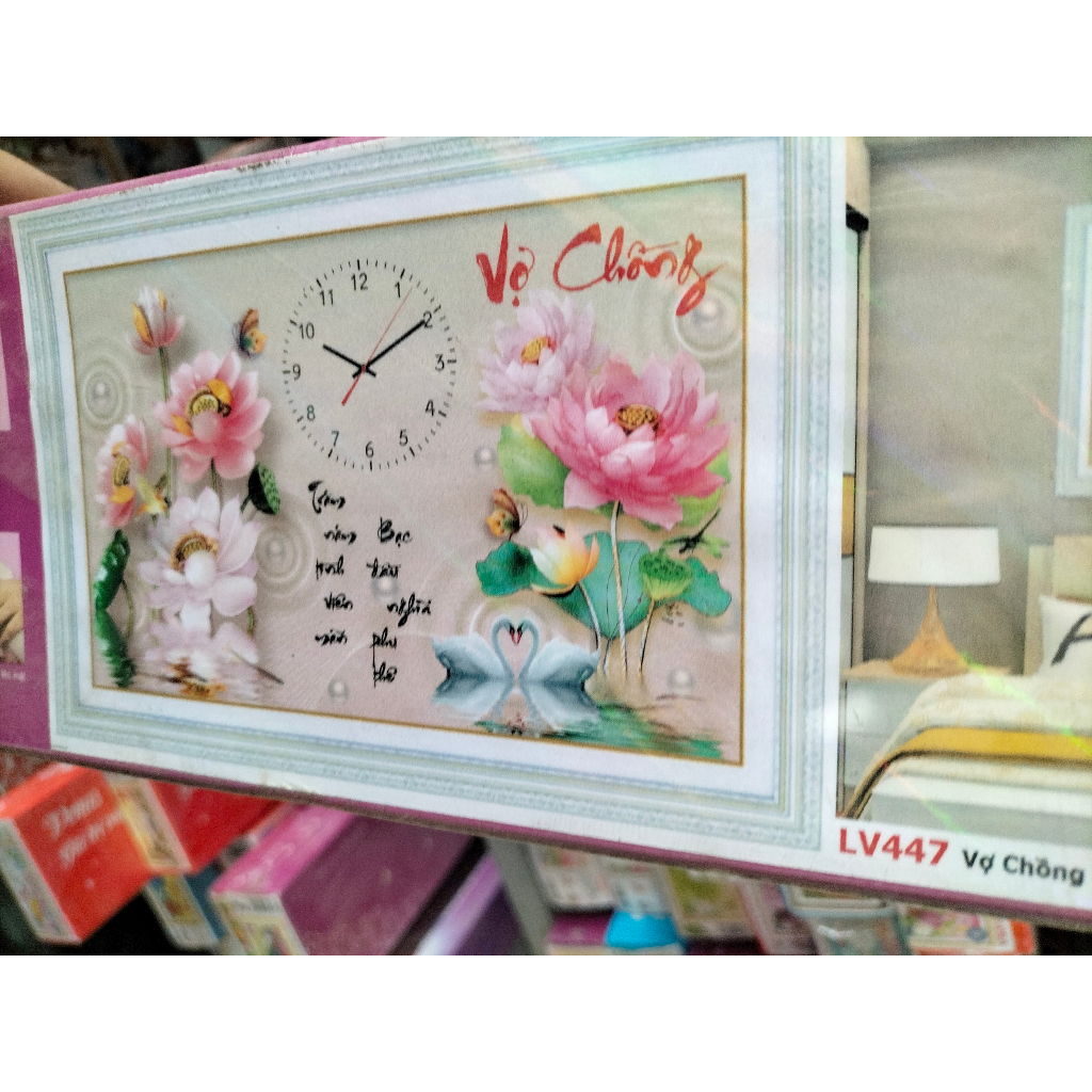 Tranh đính đá đồng hồ vợ chồng 88616