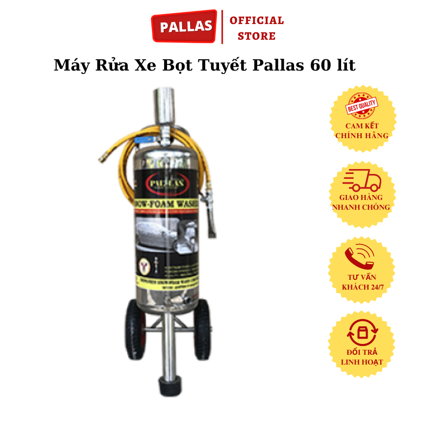 Máy Rửa Xe Bọt Tuyết Pallas Cao Cấp 60 Lít - Pallas Shop Chính Hãng