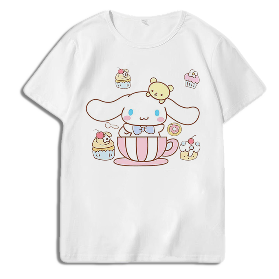 Áo Thun Hoạt Hình Cinnamoroll Thời Trang Unisex Nam Nữ Trẻ Em