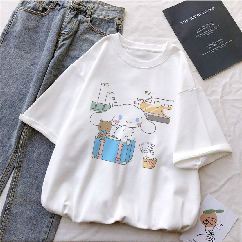 Áo Thun Hoạt Hình Cinnamoroll Thời Trang Unisex Nam Nữ Trẻ Em