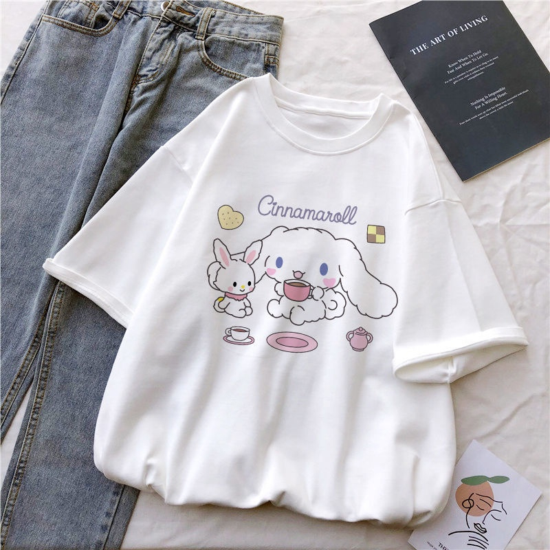 Áo Thun Hoạt Hình Cinnamoroll Thời Trang Unisex Nam Nữ Trẻ Em