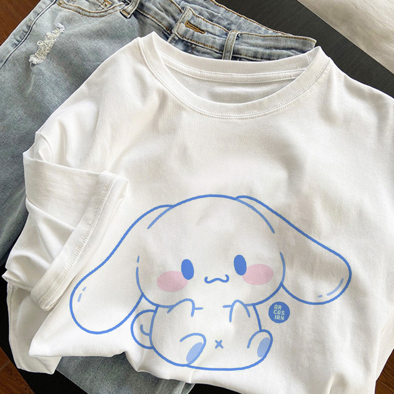 Áo Thun Hoạt Hình Cinnamoroll Thời Trang Unisex Nam Nữ Trẻ Em