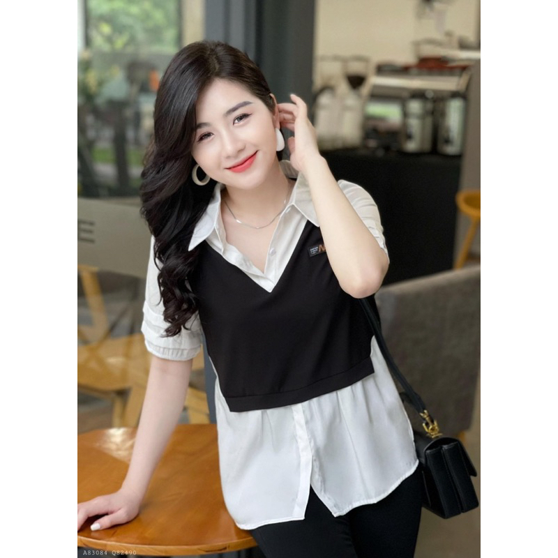 ÁO SƠ MI NỮ PHỐI LIỀN SIÊU KUTE