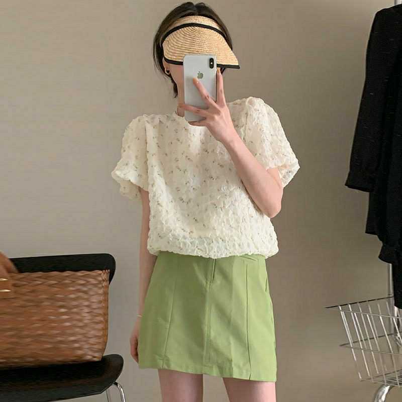 Áo Voan Hoa Nhí Tay Bồng 2 Lớp Siêu Xinh Hottrend 2023_Haan.closet