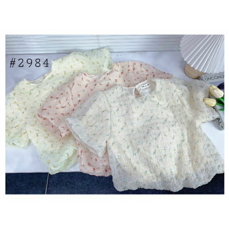 Áo Voan Hoa Nhí Tay Bồng 2 Lớp Siêu Xinh Hottrend 2023_Haan.closet