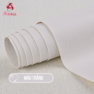 Miếng dán vải da PU tự dính cỡ lớn kích thước chữa ghế SoFa đồ da keo tự dính 6M- Màu Trắng-Gii Room Stores