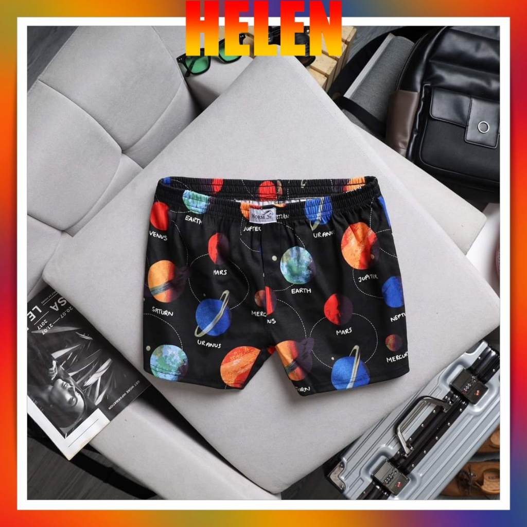 Quần đùi nam thun cotton, quần đùi ngủ nam cao cấp mặc ngủ thoải mái   - HELEN SHOP