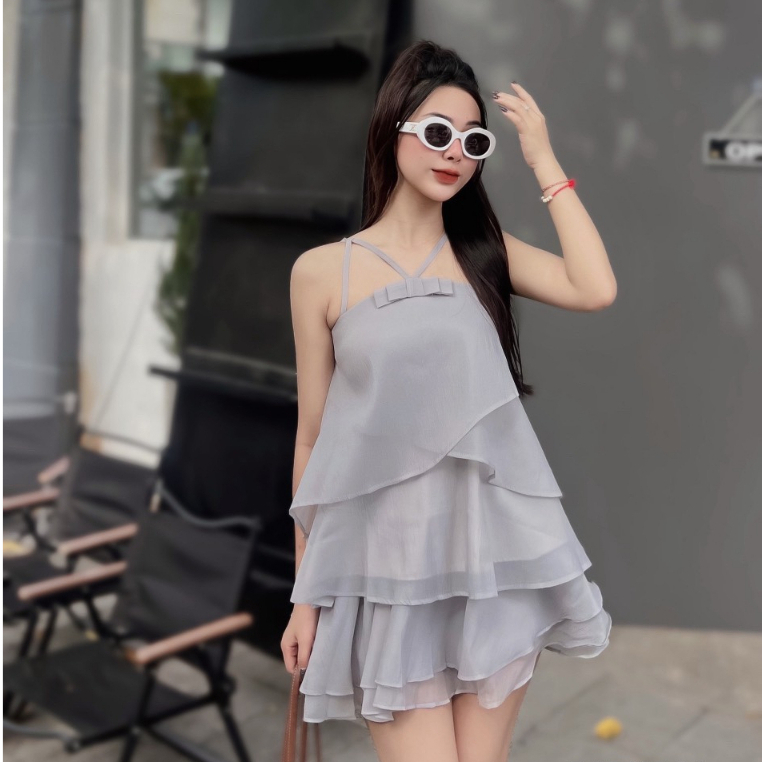 Set đồ nữ đi chơi đi biển du lịch áo 2 dây bèo tầng bồng bềnh kèm chân váy xòe thời trang thiết kế nữ tính nhẹ nhàng LEV