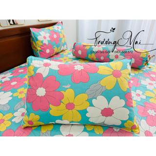 Bộ ga gối coton 100% 4 món không kèm chăn mềm mát.