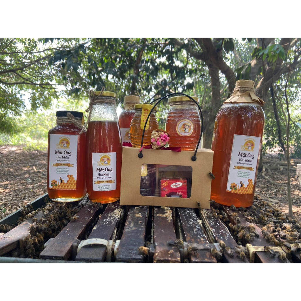 Mật ong Hoa Nhãn Bà Rịa, 100% nguyên chất chai 1 lít.