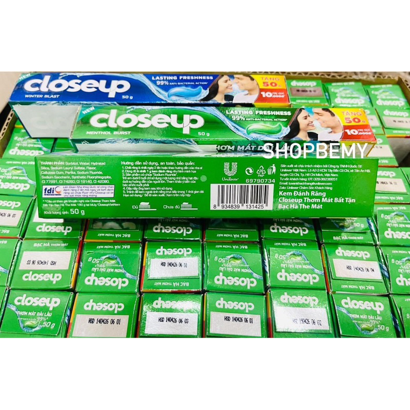 Kem đánh răng Closeup bạc hà  50g date mới 4/2026