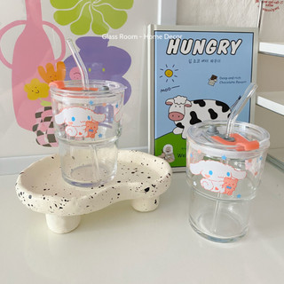 Cốc thủy tinh Cinnamoroll chịu nhiệt + tặng kèm ống hút thủy tinh