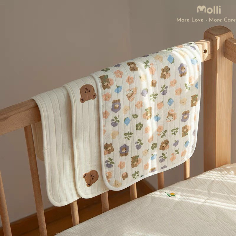 Gối lót đầu cho bé sơ sinh Molli chất vải xô Muslin trần cao cấp, mềm mại kích thước 40x25cm