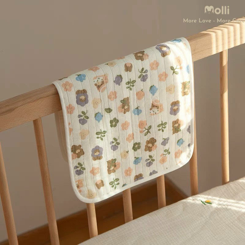 Gối lót đầu cho bé sơ sinh Molli chất vải xô Muslin trần cao cấp, mềm mại kích thước 40x25cm